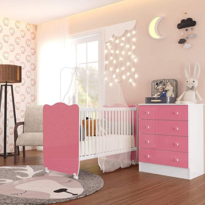 Conjunto Para Quarto De Bebe Com Berco E Comoda Alice Espresso Moveis Viva Decora