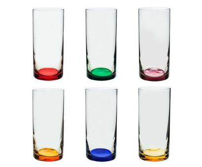 jogo 6 copos vidro cristal coloridos 290ml